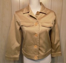 Trina Turk Women's Jacket Blazer Size 10 Button Front Beige Cropped