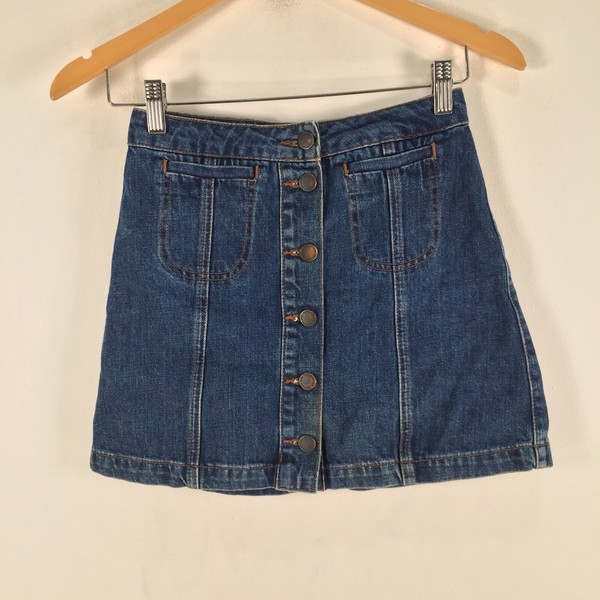 Topshop womens denim mini A-line skirt size 4 blue cotton 100328