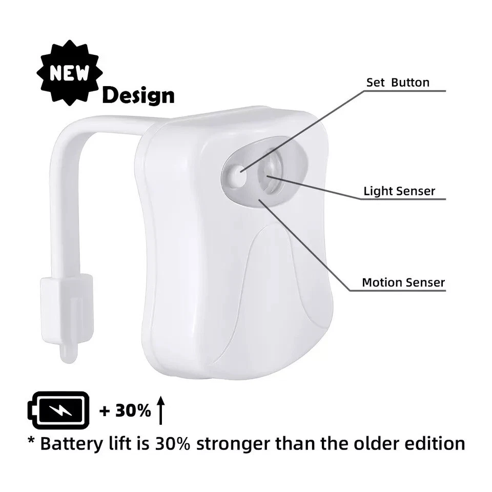 Toilet Light Motion Sensor 16 Colors Changing LED Glow Bowl Inside Toilet 2 Pack - Image 3 of 4