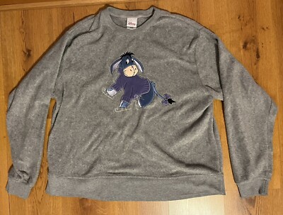 Sweatshirt Eeyore Disney Store Pullover Fleece 90's Vintage Gray