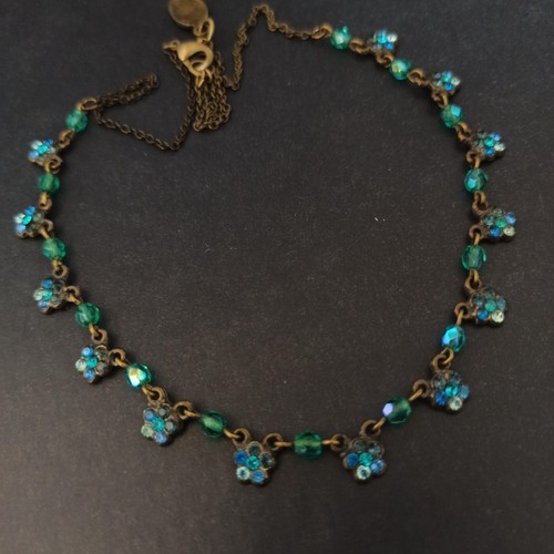 Michal Negrin Necklace Shades Of Blue Dainty Crystals Cocktail Delicate Vintage - Picture 11 of 19