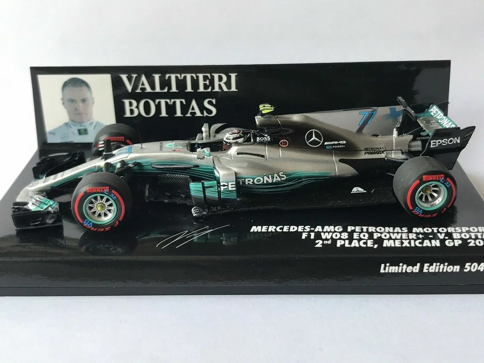 MODELLINO AUTO SCALA 1:43 F1 MINICHAMPS MERCEDES AMG W08 BOTTAS MEXICAN GP 2017 - Immagine 2 di 4