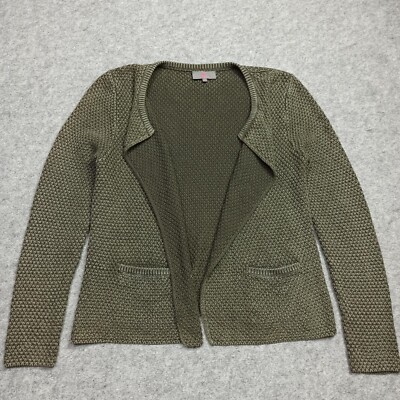 Lieblingsstuck Damen Offene Strickjacke Größe 38 - M Grün Baumwolle Häkel