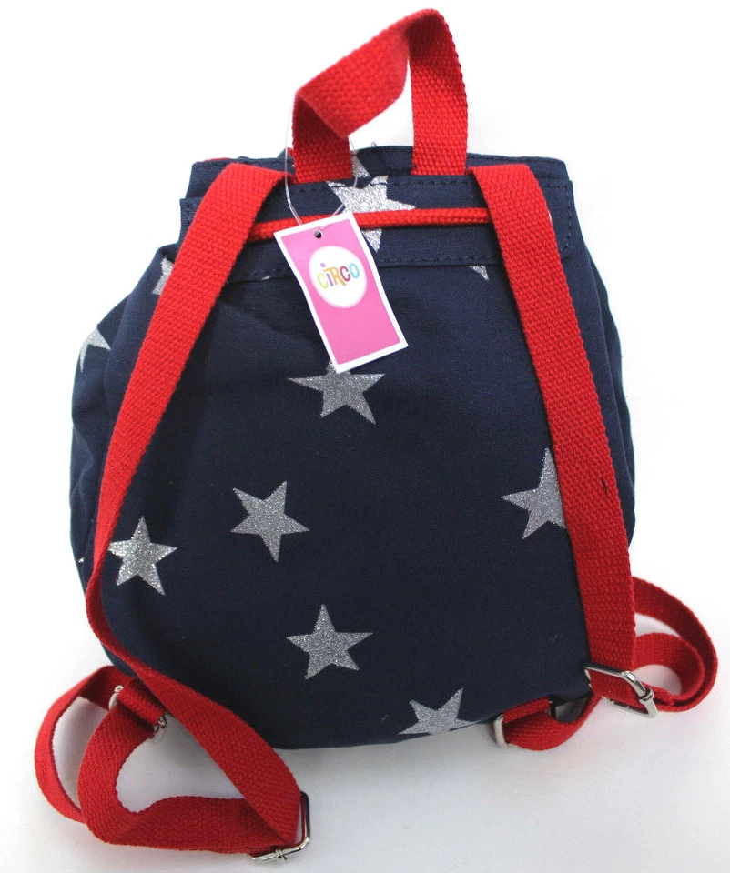 Mochila pequeña Circo Kids azul americano con cordón estrellas plateadas brillantes nueva con etiquetas Foto 2 de 4