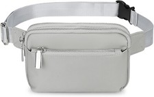 UTO Fanny Packs for Women Crossbody Belt Bag Nylon Fashion Mini Waist Bag Grey 
