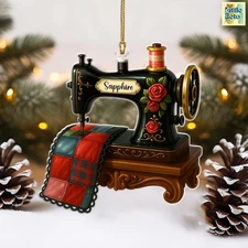 Personalized Acrylic Sewing Machine Ornament: Quilter Keepsake, Seamstress Decor