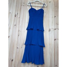 NWT Lulus Cascading Crush Cobalt Blue Tiered Bustier Midi Dress Gala Banquet S