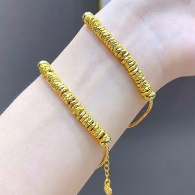 24K Pure Gold Plain Band Beads Bracelet, 999 Gold Plain Band Beads Bracelet