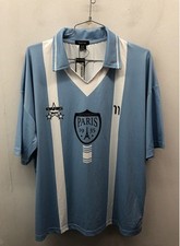 Boohoo Women's Paris Slogan Collared Football Top Jersey Light Blue White Sz 2