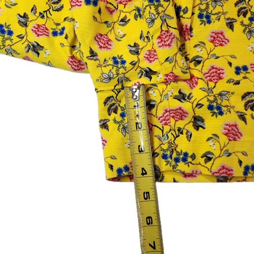LOFT Riviera Shorts Size 8 Butter Yellow Tweed Floral Bird Print 4” Inseam Boho - Picture 7 of 12