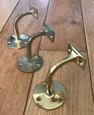 3x Vintage Brass Hand Rail Brackets Stair Old Handrail Pair (CD26)