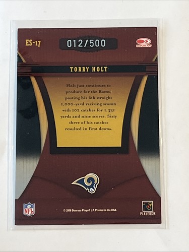 2006 Donruss Elite Elite Series Black /500 Torry Holt #ES-17 - Picture 2 of 3