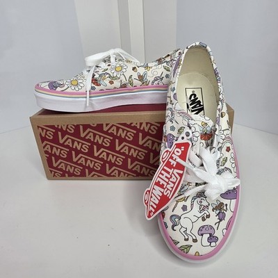 VANS Fairy Tale Unicorns Lace Up Sneakers Mush Kids Size 2 Skater Shoes Flowers