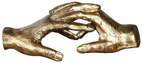 Uttermost Hold My Hand 9" Wide Antique Gold Leaf Figurine - Picture 2 of 3