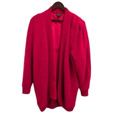 VTG Venesha Pink Angora Wool Blend Shaggy Oversized Cardigan Jacket Lined M