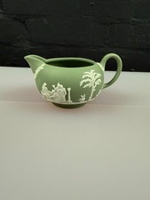 Wedgwood Jasper Ware Green Milk / Cream Squat Jug 2.5" 1969