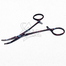 Pet Grooming Dog Ear Hair Puller Locking Forceps Curved 5.5" Black Multi Paws