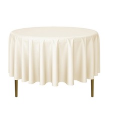 20 Pack 90" Round Polyester Fabric Tablecloths for Wedding Banquets - Ivory