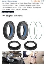 Front Axle Vaccum Knuckle Tube Seal Kit For 1998-2004 Ford F250 F350 F450 F...