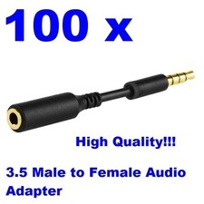 LOT 100 x Hi-End 3.5mm Male to Female Extender Adapters Cables Cords 3inch/7.5cm