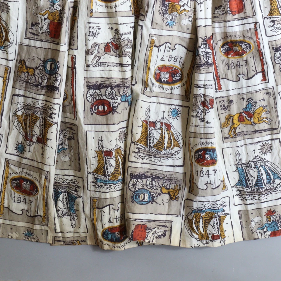 Vintage 70s Shirt Dress 1847 Victorian Era Print Pennsylvania Womens Small 15 16 - Image 3 of 4