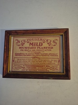 E. Fougera Mild Mustard Plaster Trade Card In Nice Miniature Antique Frame