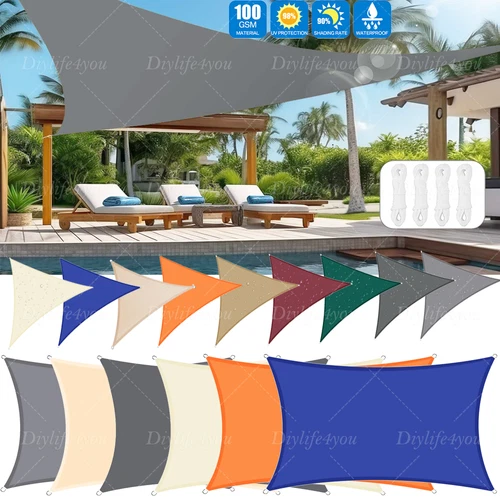 Waterproof Shade Sail Patio Awning Outdoor Garden Pool Sun Canopy Shelter Cover