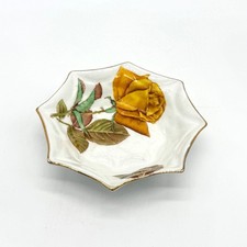 Vtg. Royal Standard English Rose Fine Bone China Dish w/Gold Trim & Floral Desig