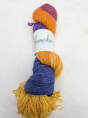 Alexandra Art Yarn #1 Fingering Orange Purple Yellow Merino Silk Cashmere 437yd
