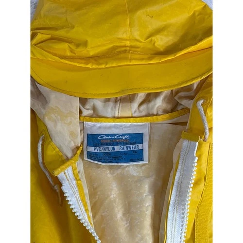 VTG Chris-Craft Yellow Rain Suit Jacket Bib Overalls PVC Maritime Gorpcore XL image 14