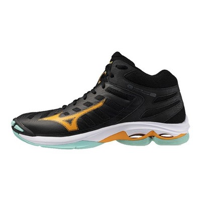Schuhe Damen Volleyball Mizuno - Welle Voltage 2 Mid Schwarz/Tangelo/Icegreen (