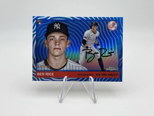 2025 Ben Rice Topps Chrome Platinum Anniversary Blue Vibrations /150 Yankees RC