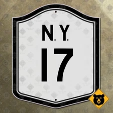 New York state route 17 highway marker road sign 1951 Olean Binghamton 13x11