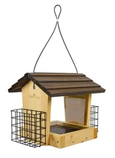 Wild Wings Cedar Hopper Feeder w/Suet 3QT 2 Cakes, Brown