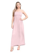 Ladies Plain Strapless Maxi Dress Bandeau Boobtube Sheering Summer Long Dresse