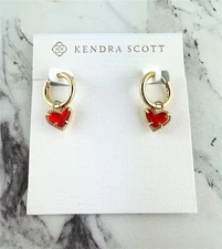 Kendra Scott Ari Heart Gold Earrings in Red Illusion