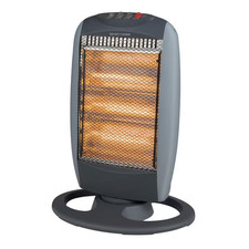 Portable Halogen Heater Oscillating 3 Heat Settings 400, 800 1200W Grey 7196
