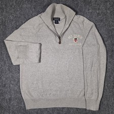 Vtg Polo Jeans Co Company Sweater Mens Medium Gray Ralph Lauren 1/4 Zip Pullover