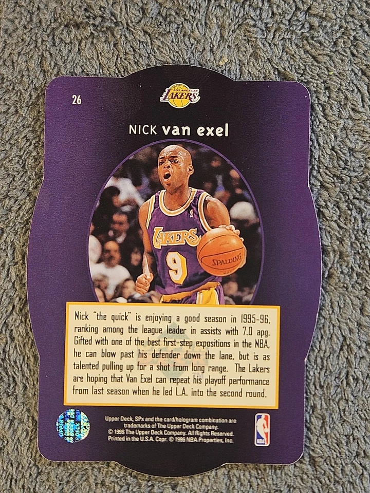 1996 Upper Deck SPX #26 Nick Van Exel Gold Hologram Lakers (NM) - Image 2 of 2