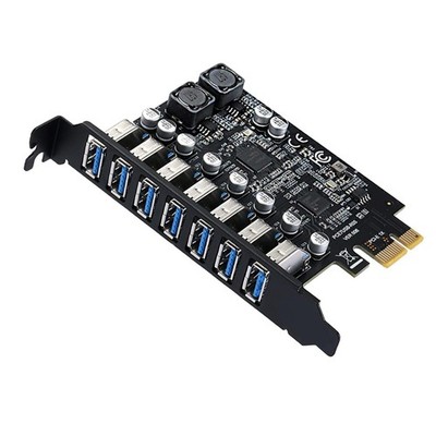 PCIe 7 Ports USB3.2 Gen1 19Pin Erweiterungskarte PCI-E 1x 5Gbps Computer Hub