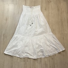 Wave Zone Strapless Midi Dress Women’s 10 White Shirring Y2K 2000’s