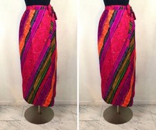 Vintage Maxi Skirt Leslie Fay Pink Colorful Hippie Boho Colorful Small
