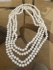 HAND KNOTTED Freshwater Cultured Pearl Long Beaded Necklace Endless Strand 100