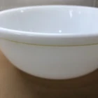 Pyrex White Bowl @ Thin Yellow Band 404 4 Qt Preowned
