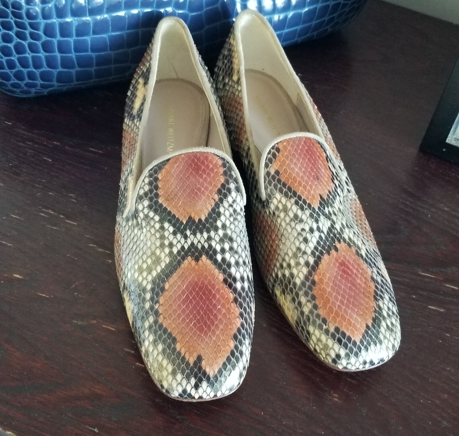 Stuart Weitzman  orange  snake python loafer  sli… - image 2