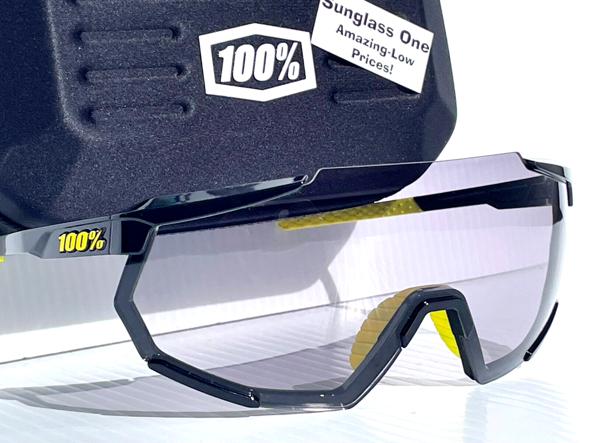 NEW 100% Percent RACETRAP 3.0 Gloss Black PHOTOCHROMIC Grey