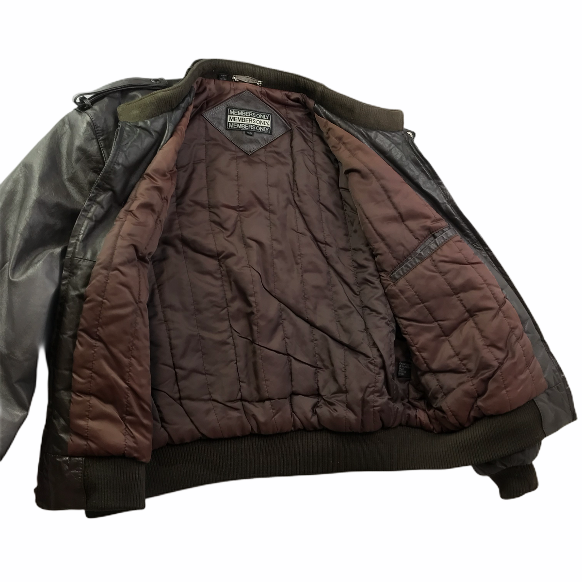 Members Only Leather Aviator Bomber Jacket Genuine Leather Brown