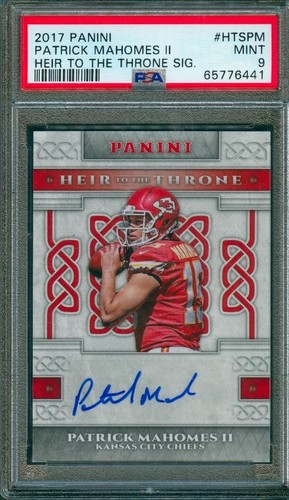 2017 PANINI PATRICK MAHOMES HEIR TO THE THRONE PSA 9 MINT RC AUTO 1 OF 3 ROOKIE