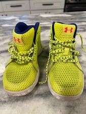 under armour kids basketball shoes size 1 yellow pink