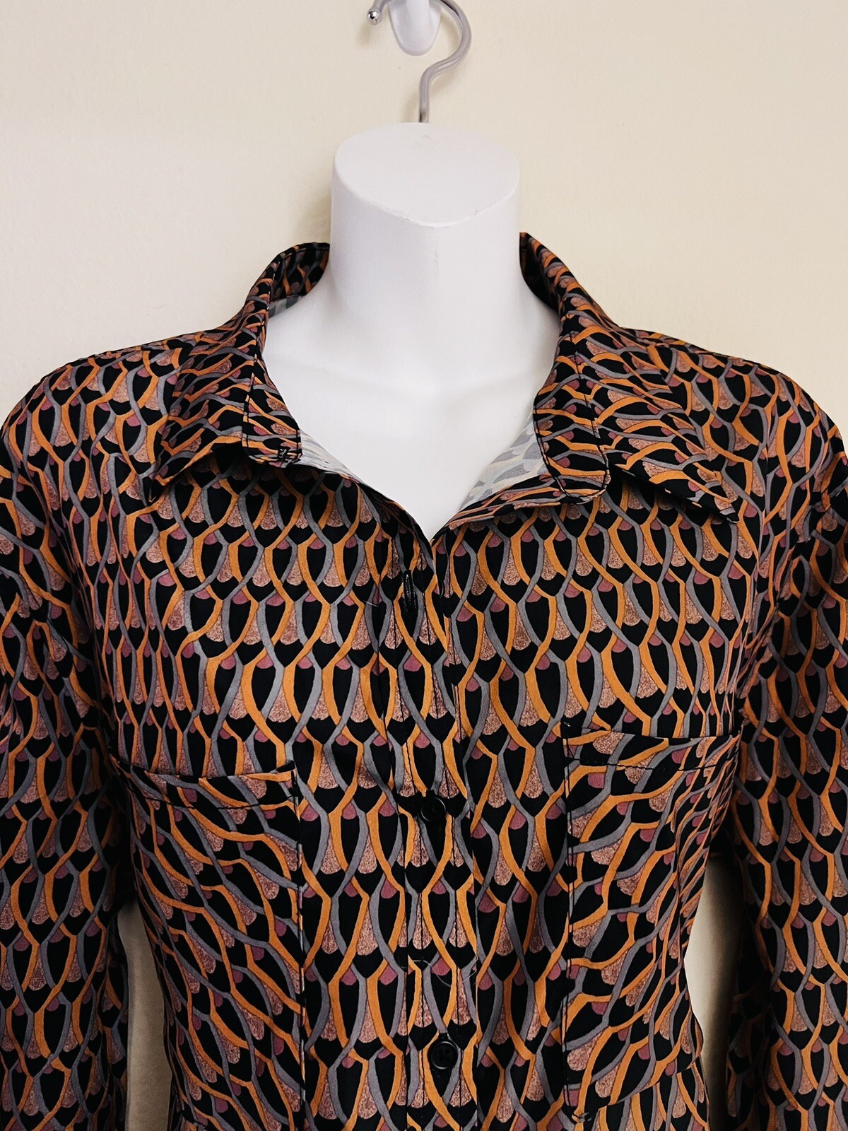 Mossimo button Down Medium Brown/ Black Long Slee… - image 6